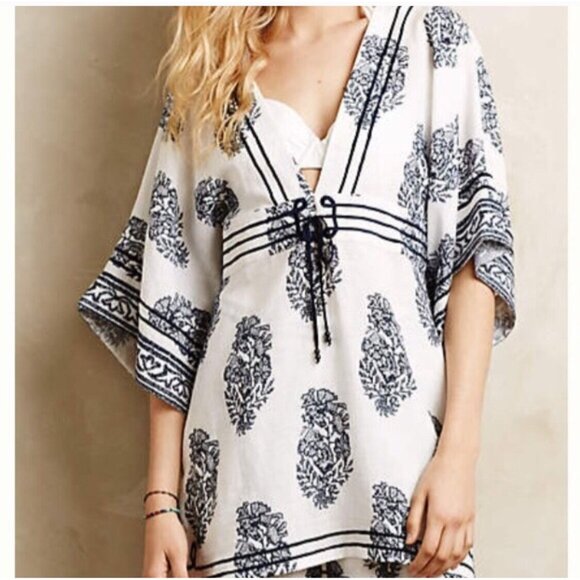 NWT Ranna Gill x Anthropologie Kimono Sleeve Relaxed Fit Top Beach Cover Up - Picture 3 of 8